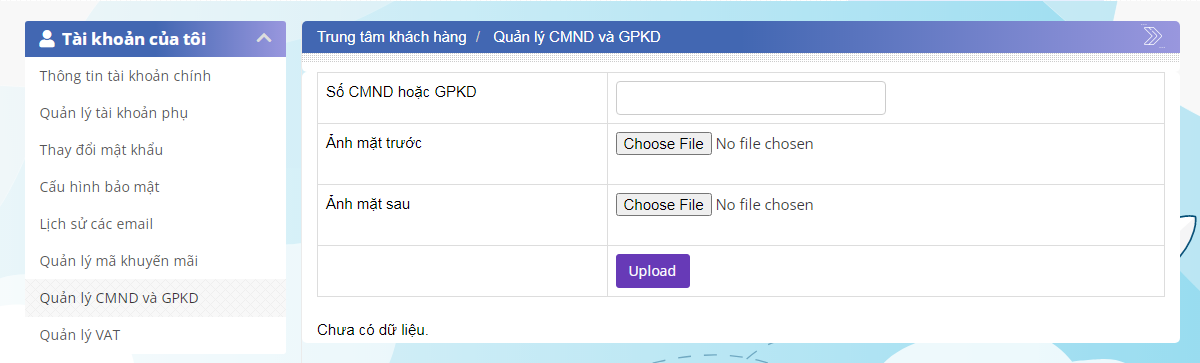 Hướng dẫn cập nhật thông tin CMND/CCCD/GPKD