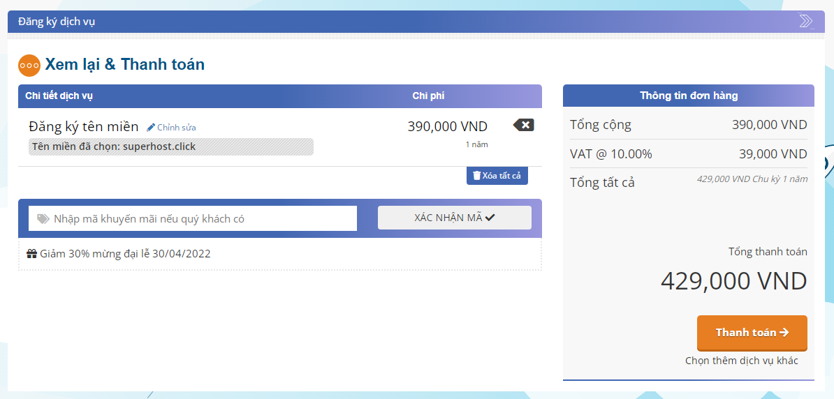 Tổng quan giỏ hàng