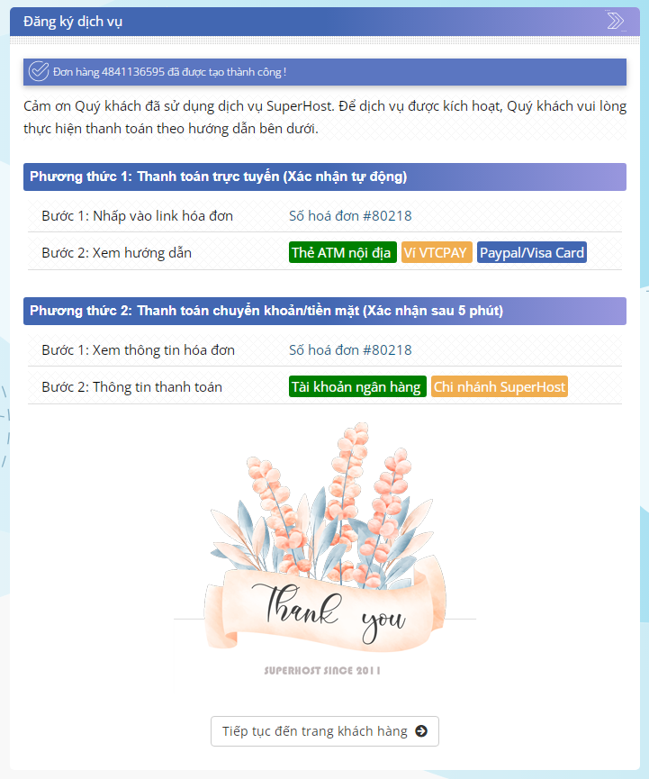 Hoàn tất thanh toán