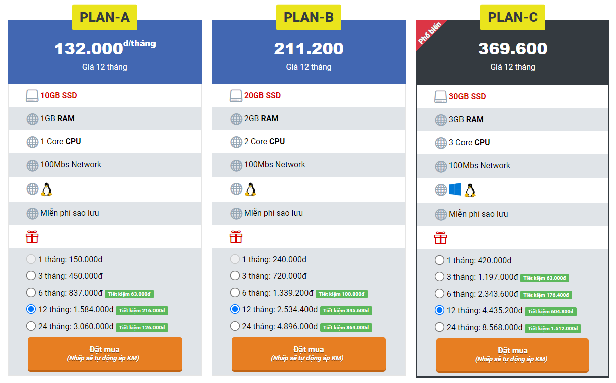Nhấp vào Đặt mua