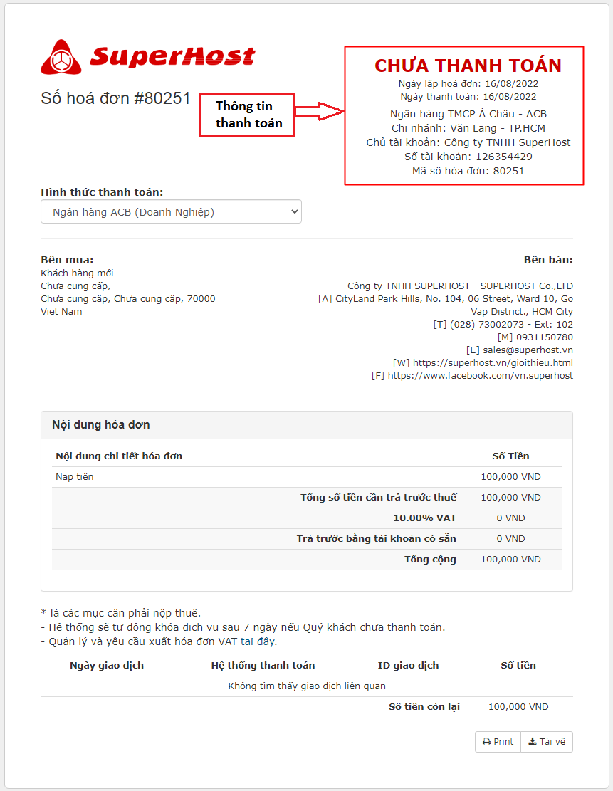 Hóa đơn nạp tiền qua ATM