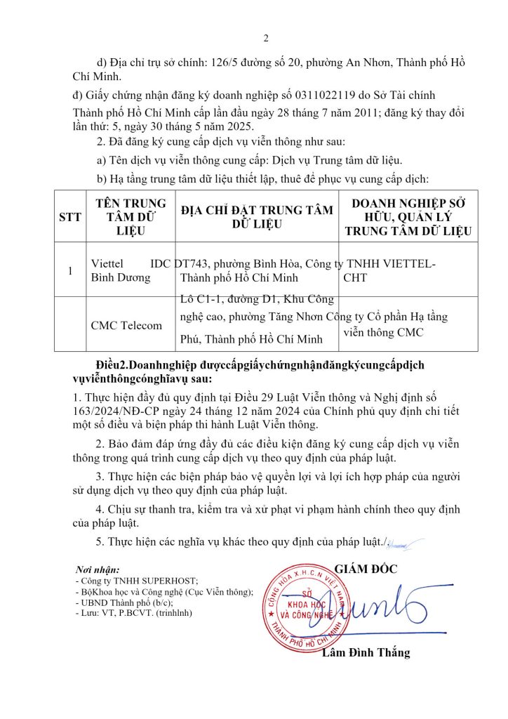 Giấy chứng nhận đăng ký cung cấp dịch vụ viễn thông